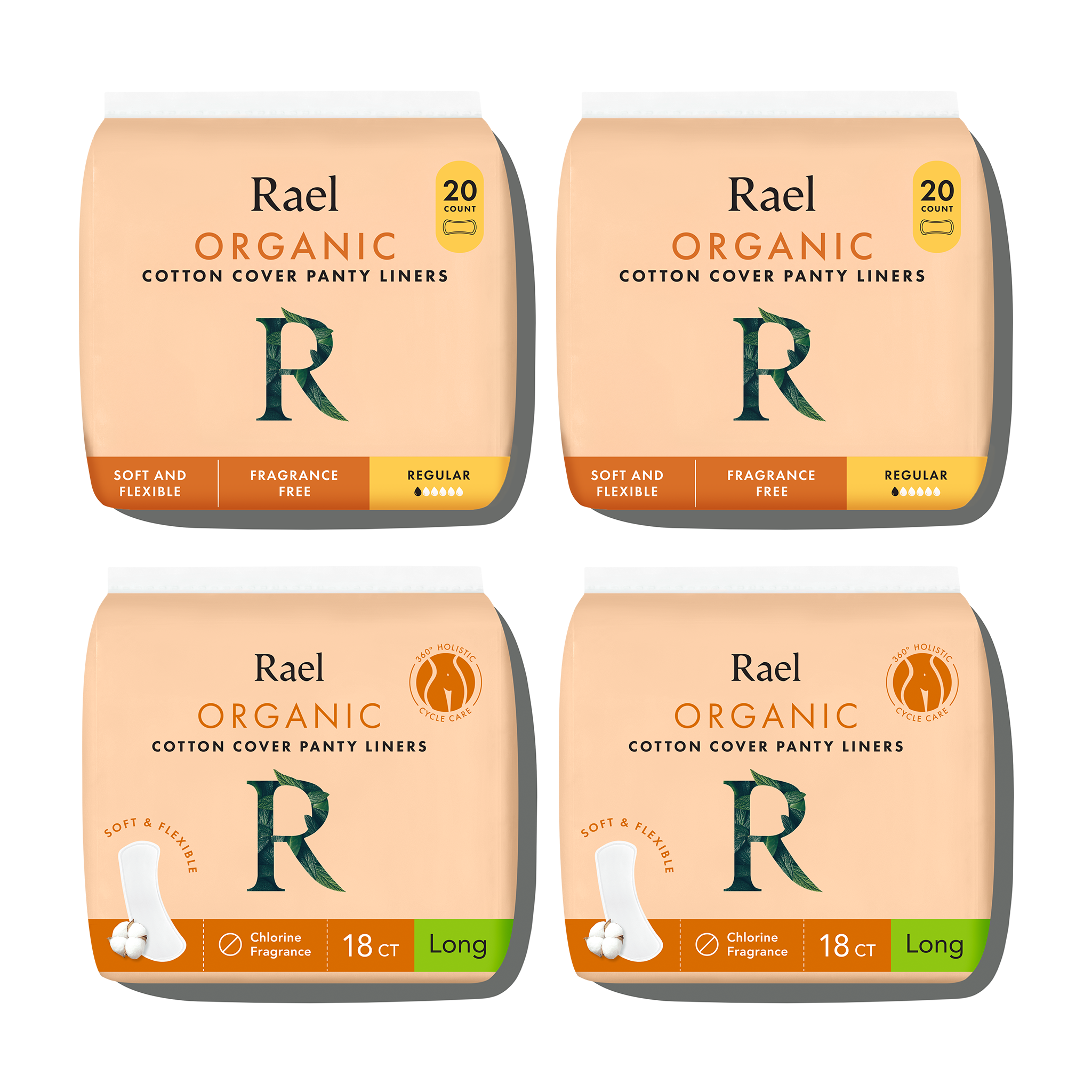Regular + Long Bundle Unscented Panty Liners Made With Organic Cotton Y7